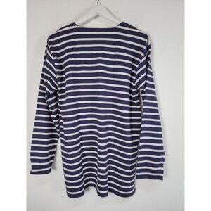 Les Trois Dauphins Navy White Striped Long-Sleeve Top 100% Cotton Womens Size 5